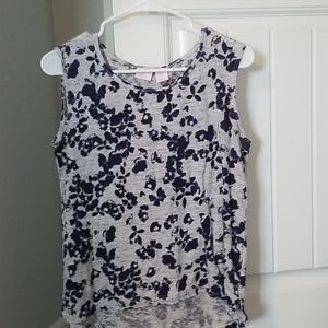 Gray and dark blue floral tank top